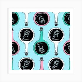 Seamless Pattern With Bottles Art Print