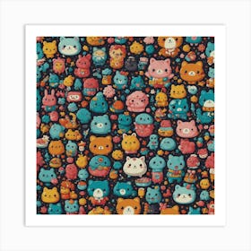 Kawaii Cats Art Print