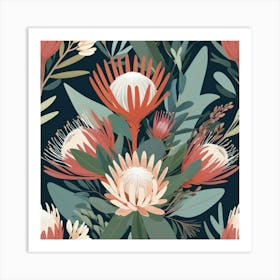 Graphic Design Australian Native Bouquet With Protea Art 2 Art Print