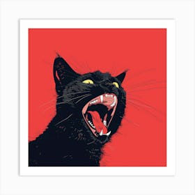 Black Cat Roaring 3 Art Print