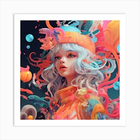 Girl With Bubbles Art Print