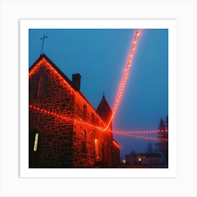 Church Lit Up For Christmas Art Print