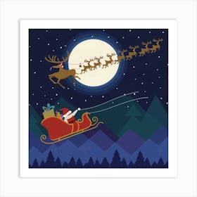 Santa Claus Flying Art Print