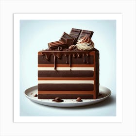 Chocolate Cake On A Plate Art Print