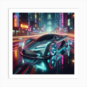 Futuristic Car In The City Art Print