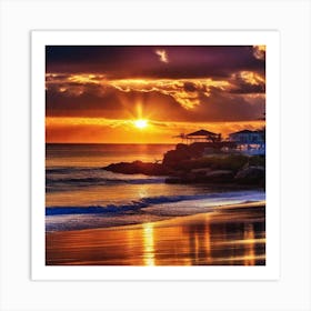 Sunset On The Beach 388 Art Print