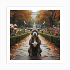 Pit Bull in the Park 2 Print Art Print