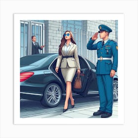 Professional Lady coming from Mercedes Art Print