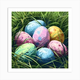 Easter Eggs In Grass Art Print