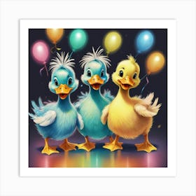 Birthday Ducks Art Print