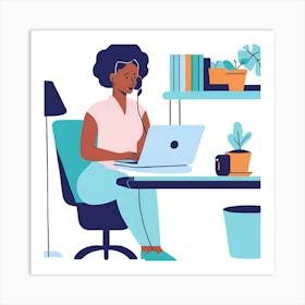 Woman Working At Home Art Print