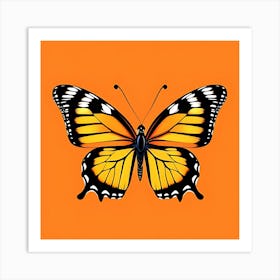 Butterfly On Orange Art Print