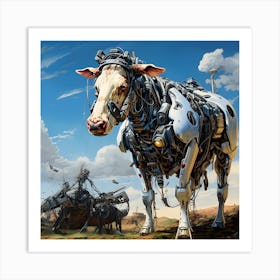 Surreal Cyborg Cows On A Farm Ai Art Depot 14 Art Print