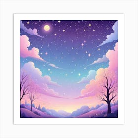 Sky With Twinkling Stars In Pastel Colors Square Composition 30 Art Print