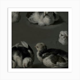 Four Chickens Art Print