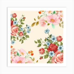 Watercolor Floral Pattern Art Print