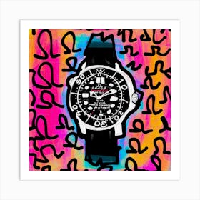 Watch On A Colorful Background Art Print