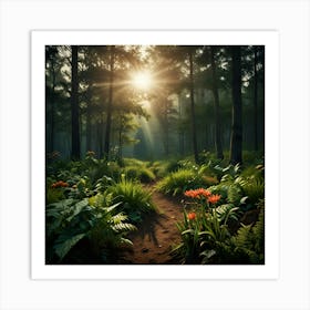 Forest At Sunrise Art Print