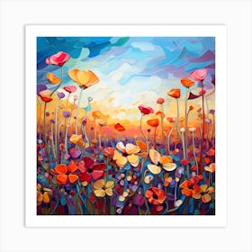 Poppies At Sunset Art Print