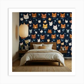 Cats Wallpaper Art Print