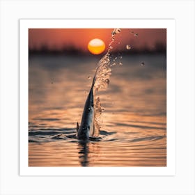 Fish in the water at sunset Art Print