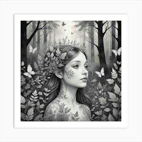 Girl In The Forest 2 Art Print