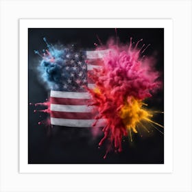 American Flag With Colored Powder Art Print