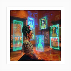 Frida Style With Holograms Art Print