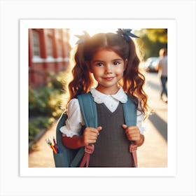 Little Girl In School Uniform Art Print