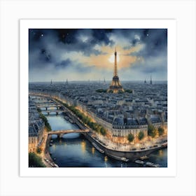 Parisian Icon Paris At Night Art Print