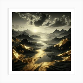 Golden Mountains 3 Art Print