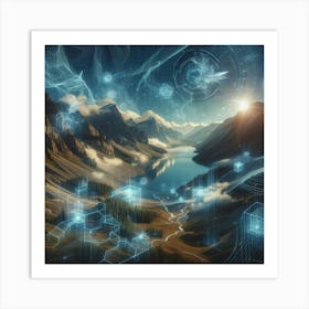 Futuristic Landscape With Futuristic Technology Art Print