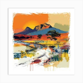 Sunset Over The Mountains South Africa Art Print