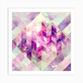 Abstract Geometric Pink Galaxy Square Art Print
