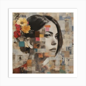 Girl With Flowers Art Print