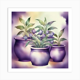 Potted Purple Creative Plants. Art Print