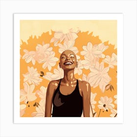 Black Woman With Flowers Art Print