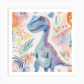 Cute Muted Pastels Tyrannosaurus Rex  Dinosaur  4 Art Print