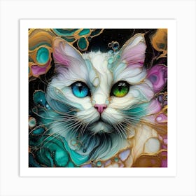 Cat With Colorful Eyes 1 Art Print