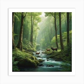 Deer In The Forest 3 Art Print