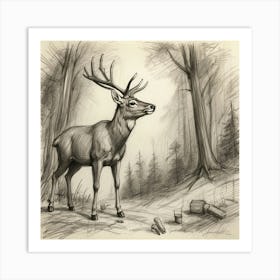 Deer In The Woods 134 Art Print