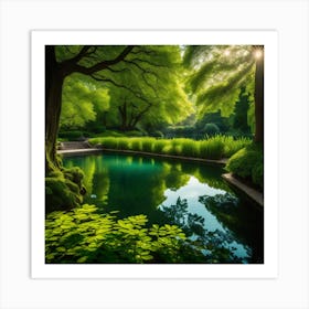 Pond In The Forest Art Print