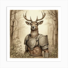 Deer In Armor 2 Art Print