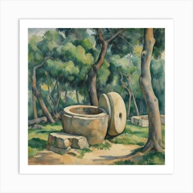 Millstone And Cistern Under Trees Paul Cezanne Art Print 2 Art Print