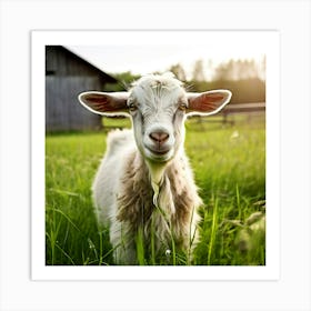 Grass Green Goat Farm Mammal Milk Farming Animal Meadow Head Canino No People Pasture S (2) Art Print