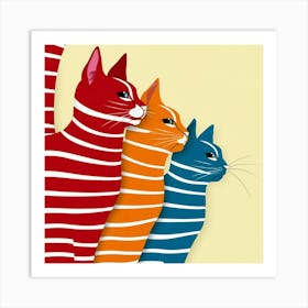 Striped Cats Art Print