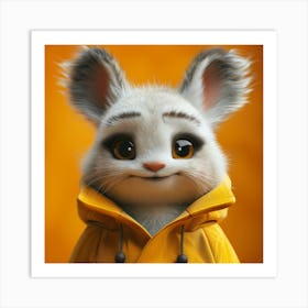 Rabbit In A Yellow Raincoat Art Print