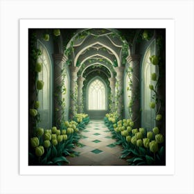 Green Tulips Hallway Art Print