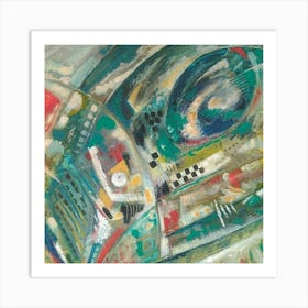 Green and Red Abstract Art Print