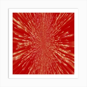 Abstract Red Light Burst Rays Pattern Center Abstract Red White Art Print